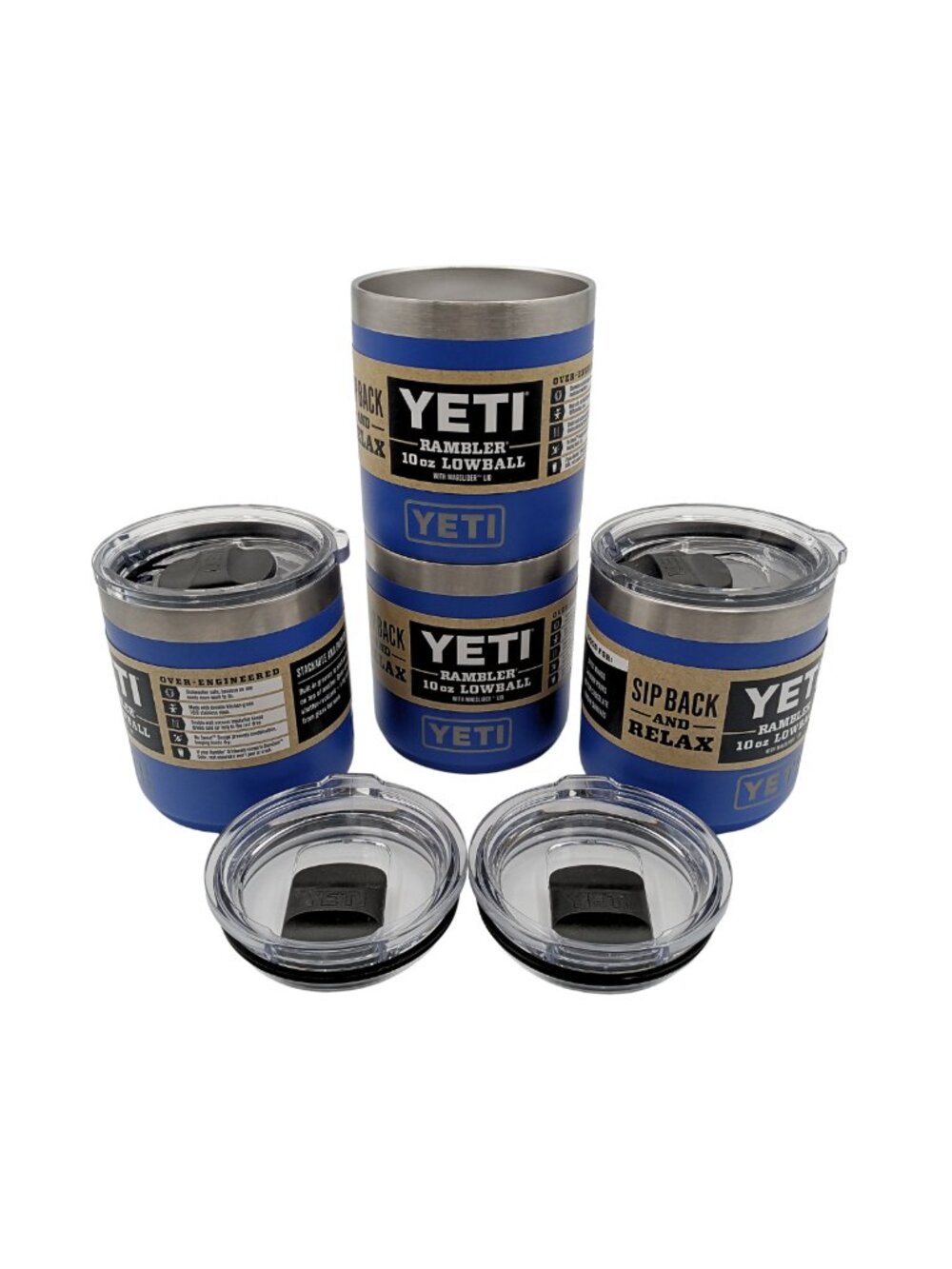 4 pc Set Yeti Rambler 10 oz Lowball Ultramarine Violet 2.0 Stackables w/Maglids